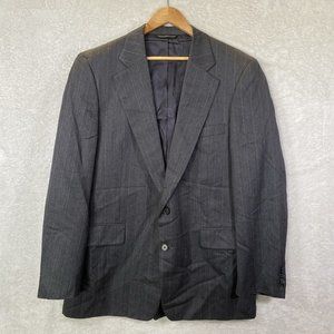 VINTAGE Samuelsohn Gray‎ Striped Herringbone 42L Sport Coat Suit Blazer Casual